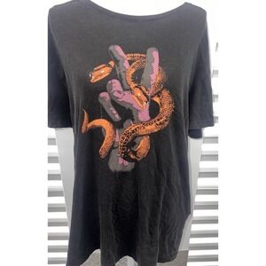 John Varvatos Men's Black Peace Snake Graphic Crew T-Shirt Size XL